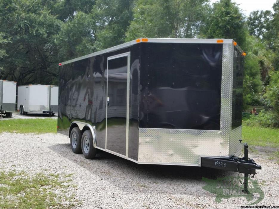 New trailers for sale!  8.5ft. x 16ft. 3 foot Side Door Trailer with Drings
