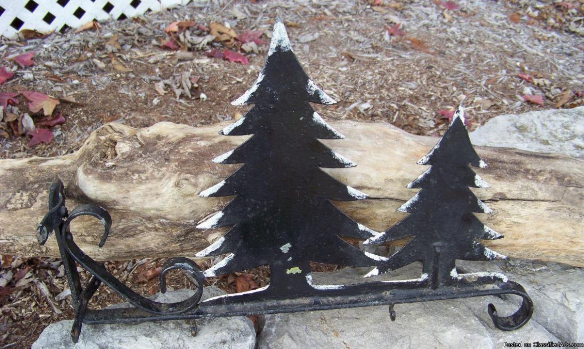 Vintage Country Store Sign Holder with Pine Christmas Trees & Snow, 0
