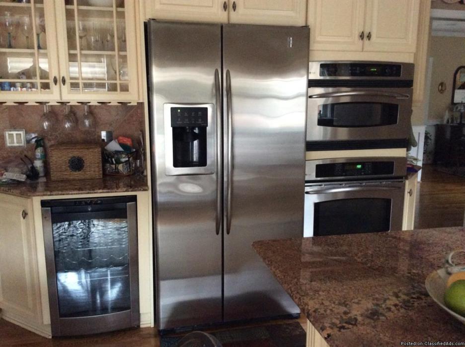 GE Stainless Side-By-Side Refrigerator, 1