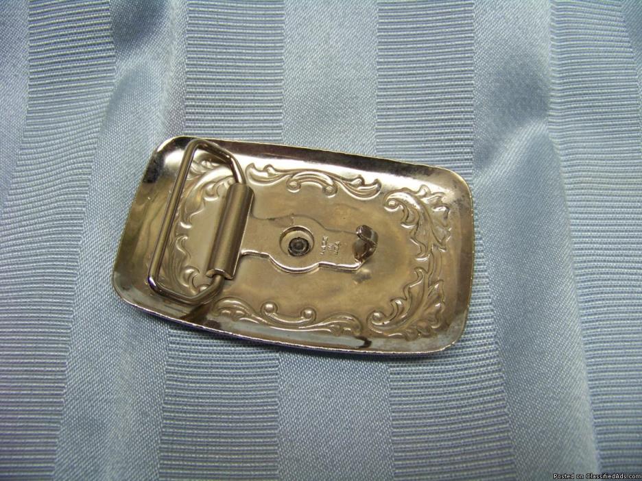 Vintage 1970's Silver Horse Saddle Cowboy Cowgirl Western Rodeo Jean Belt Buckle, 1