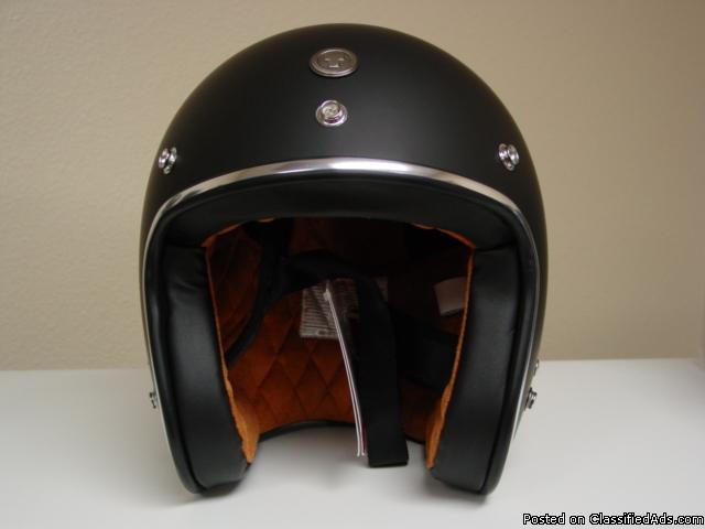 Torc T50 Flat Matte Black Open Face Motorcycle Helmet Medium Blem, 1