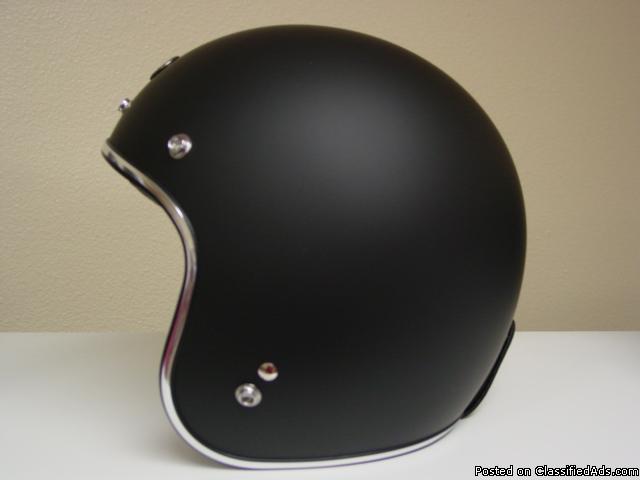 Torc T50 Flat Matte Black Open Face Motorcycle Helmet Medium Blem, 2