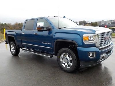 2017 GMC Sierra 3500 Denali Crew 4x4 6.0L Gas Stone Blue 5th Wheel Prep Crew Cab Stone Blue/ Black Vented Leather Sunroof Bose Spray in Liner 6