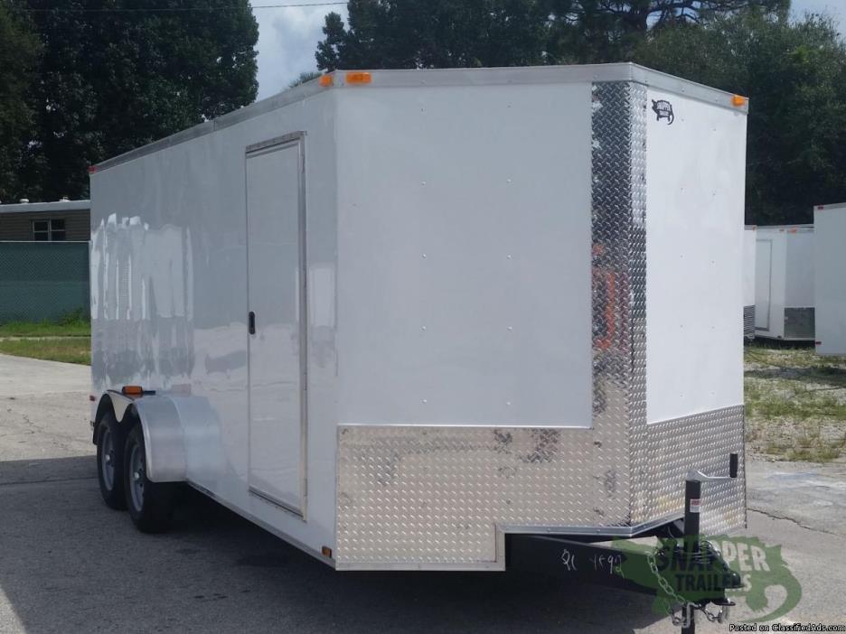 ENCLOSED Trailer with Tandem Axles for SALE!  7 ftx18 New White Ext