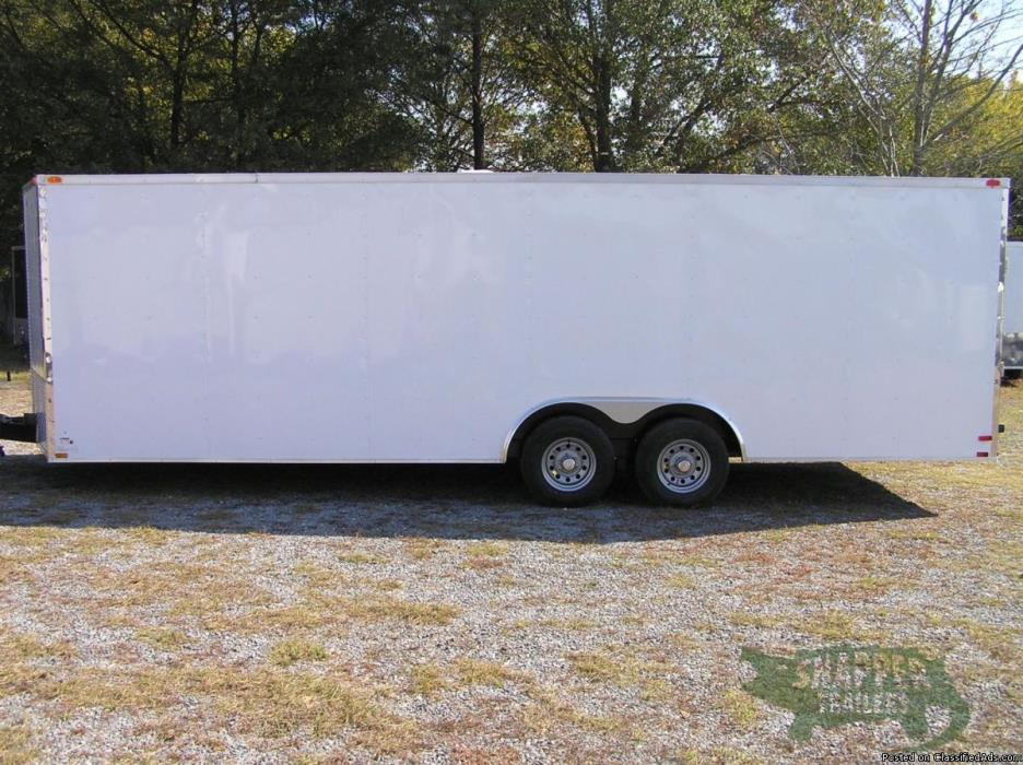 Trike Hauler with D-Rings and Dual Axles - 8.5x24 Wht Ext