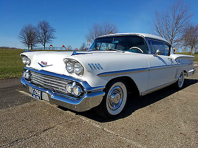 1958 Chevrolet Impala 2 door White ext. & turquoise int. Frame off restoration, 348 ci V8, Automatic, 3 speed