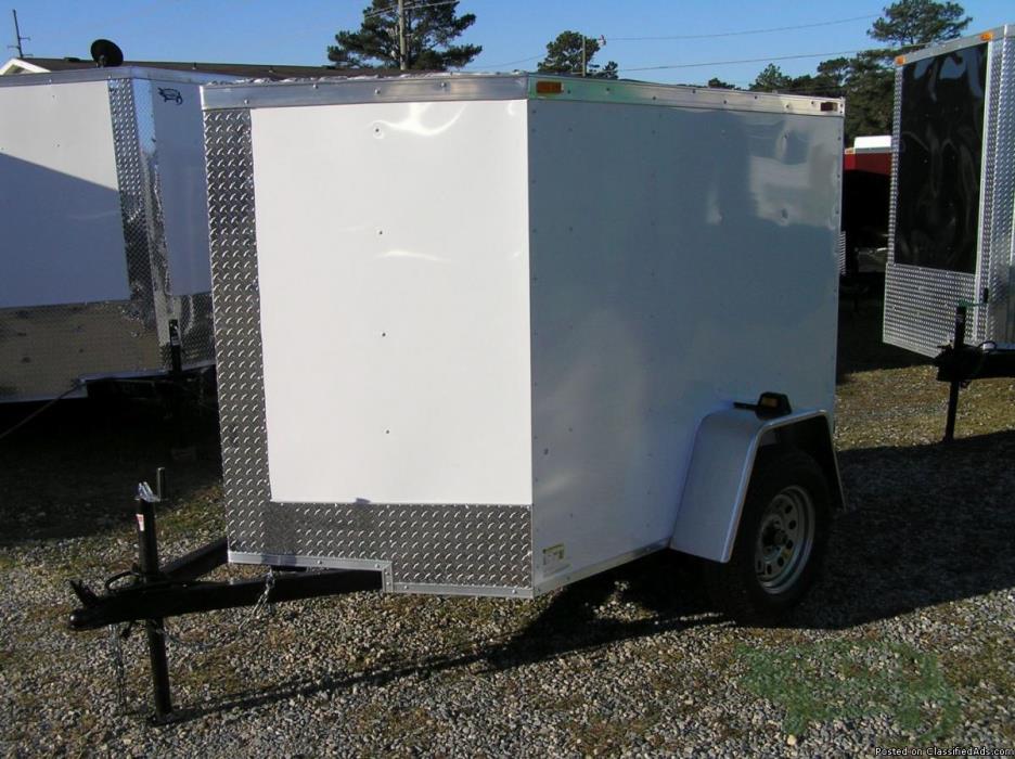 ENCLOSED TRAILER with Single Barn Door for SALE!  5x6 New Wht