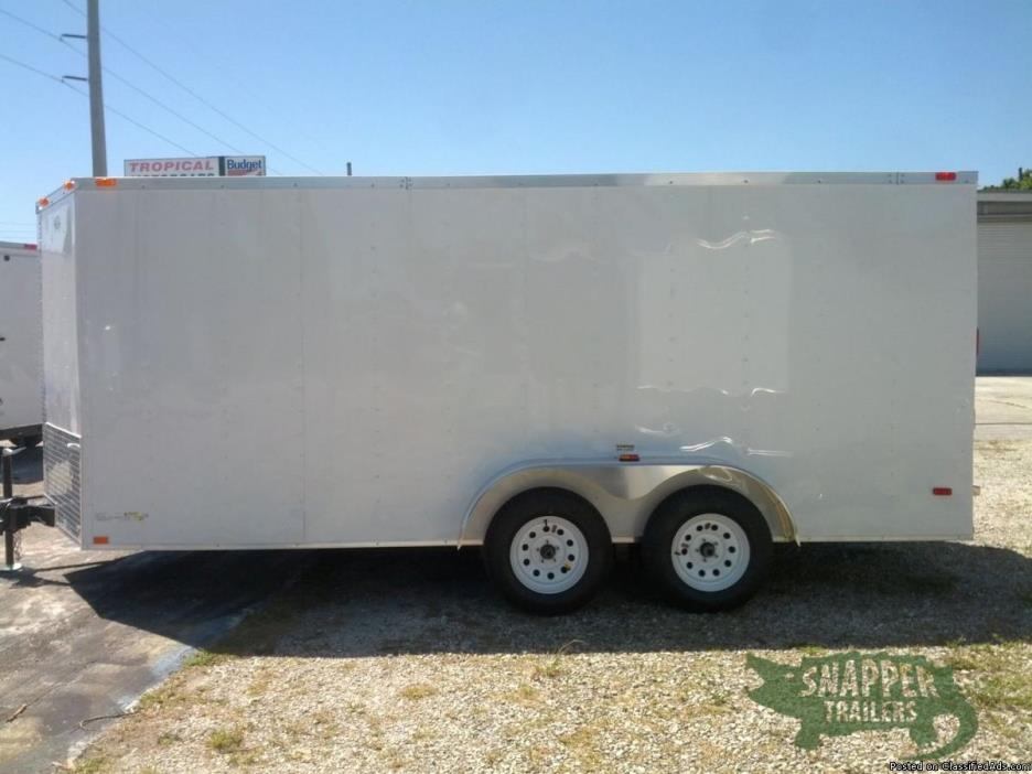 Enclosed Trailer for sale! NEW Side Door White EXT 7x16 ft w/ Additional 3 in....