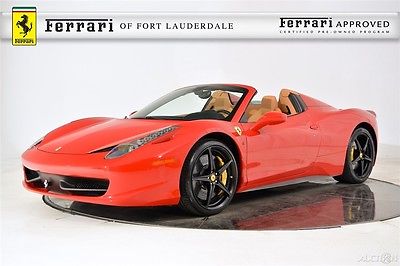 2014 Ferrari 458 Spider Certified Pre-Owned CPO Carbon Fiber LED Electric Sport Exhaust Sill iPod Shields Sensors Satellite TPMS