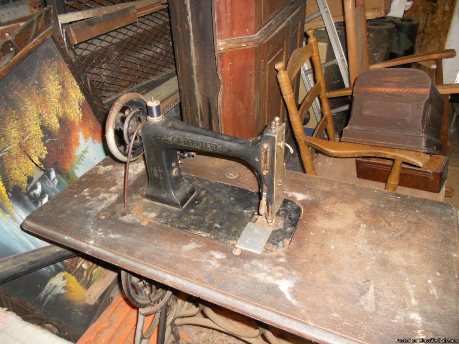 Antique, Old standard treadle sewing machine, 3