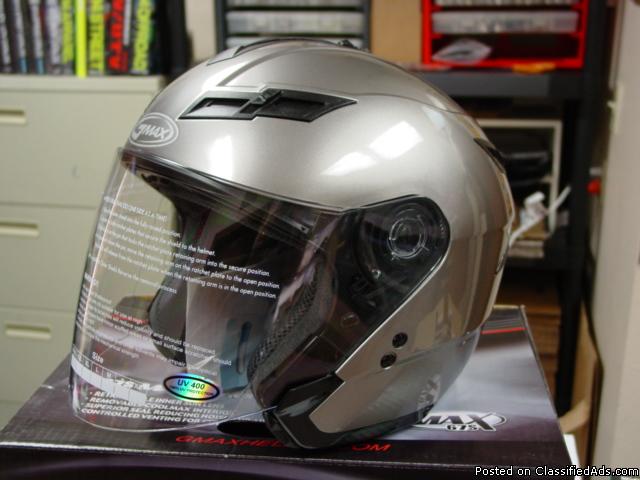 New GMAX X-Small Silver 3/4 Open Face Motorcycle Helmet w/ Face Shield, 0