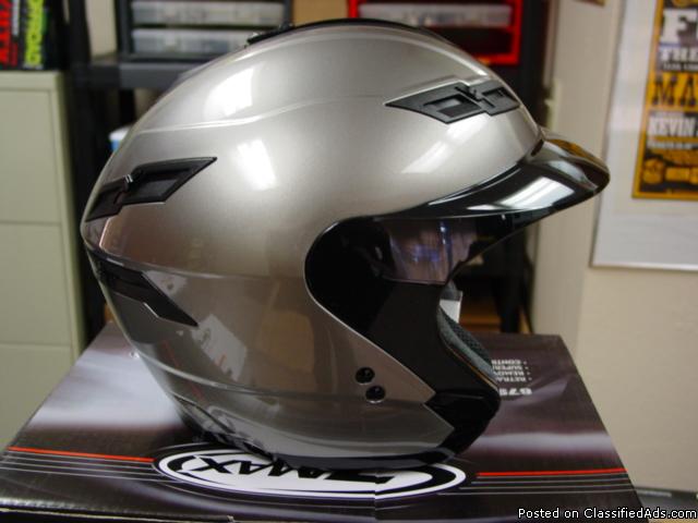 New GMAX X-Small Silver 3/4 Open Face Motorcycle Helmet w/ Face Shield, 2