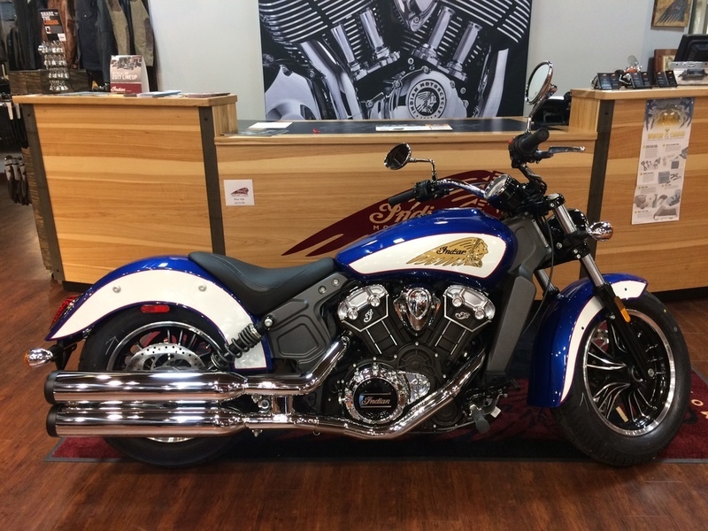 2017 Indian Scout ABS Brilliant Blue Over White and