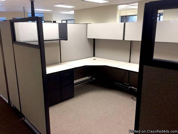 CUB-042 Gray/Glass - 6'x 8' and 6'x 6' Herman Miller AO2 Cubicles, 1