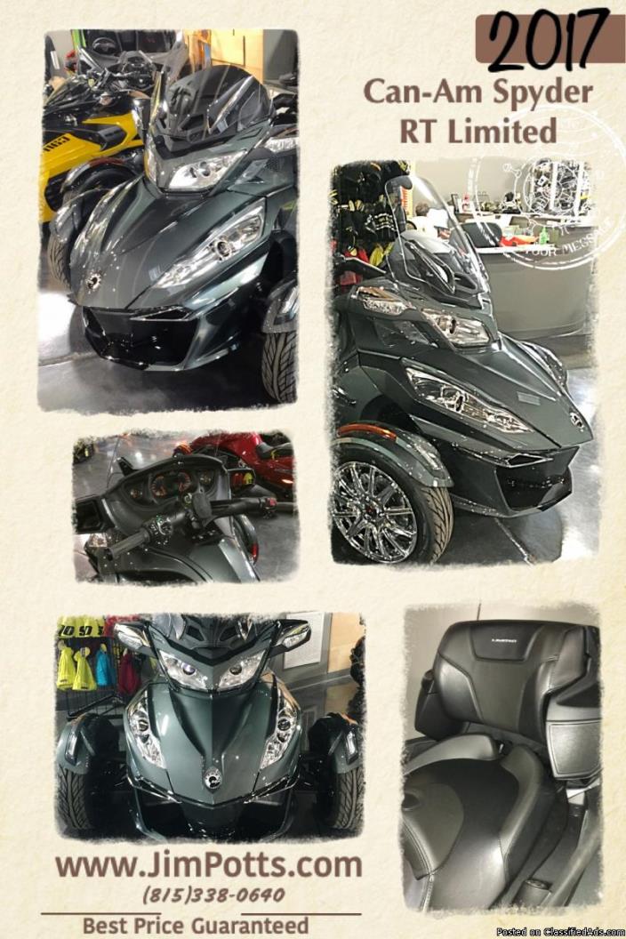NEW 2017 Can-Am Spyder RT Limited SE6 Motorcycle in Asphalt Gray Metallic, BEST...