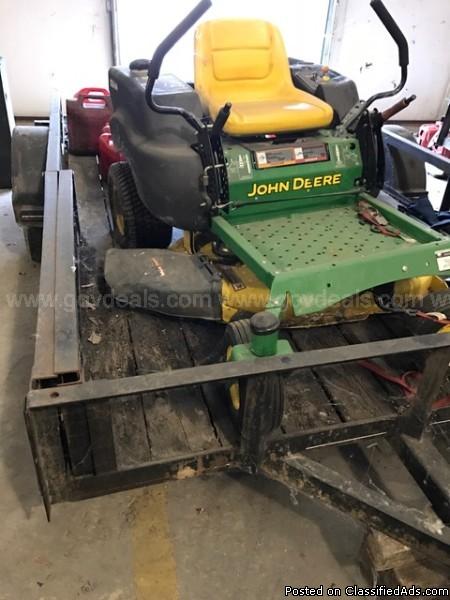 Weld Rite 12 x 8 Single Axel Trailer and One (1) John Deere Mower One, 2