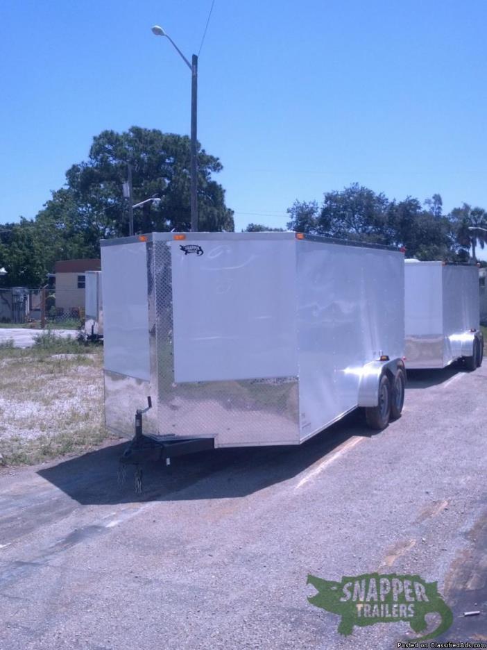 Enclosed Trailer for sale! NEW Double 3.5K Axles White 7 x16' w/ V Front