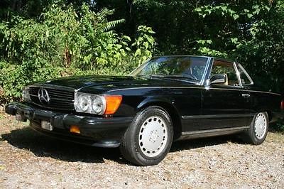 Mercedes-Benz : SL-Class 560SL 1988 560 sl black with tan interior 2 seater convertible with original hard top