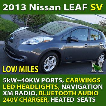 Nissan : Leaf SV 13 k miles only led headlight navigation 6 kw charger and cable heated seats
