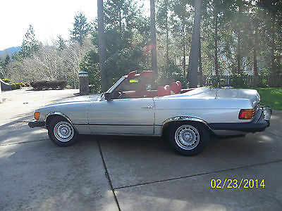 Mercedes-Benz : 400-Series 450SL 1977 mercedes 450 sl conv silver with new red interior very good condition