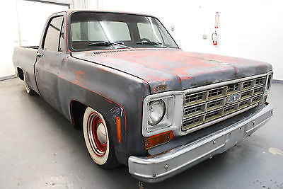 Chevrolet : C-10 Airbags 1977 chevrolet c 10 ratrod patina air ride disc brakes automatic 6 cylinder nice
