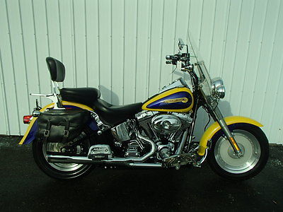 Harley-Davidson : Softail 2004 harley davidson flstfi fatboy yellow blue um 20762 tm