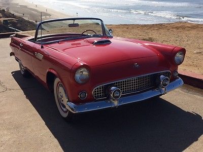 Ford : Thunderbird Base Convertible 2-Door 1955 ford t bird convertible torch red red white leather white soft top