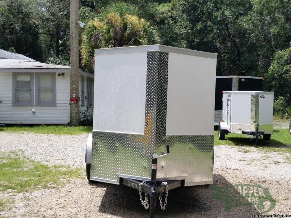 Snapper Trailers : 5x10 Single Axle Enclosed Cargo Trailer, Side Door and Ramp