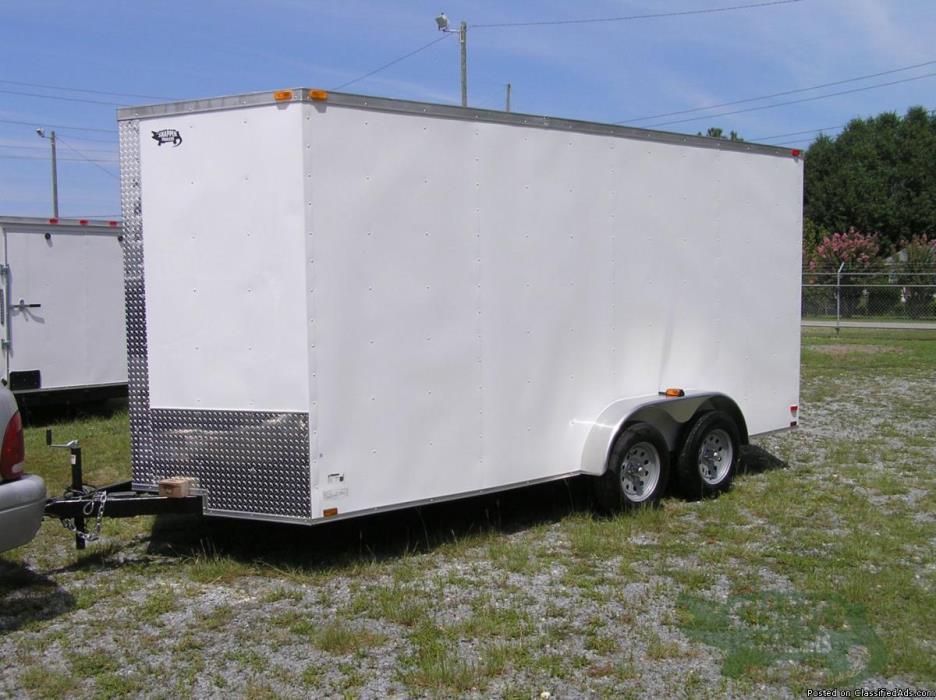 Brand NEW 7x16 foot White Ext Cargo Trailer with Ramp -NEW TRAILER!