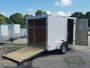 6x10' White Enclosed Cargo Trailer W/V-nose and rear ramp and side door