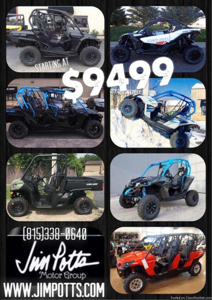 SALE! BEST PRICE GUARANTEED ON ALL NEW CAN-AM SIDE BY SIDES! Starting at only...