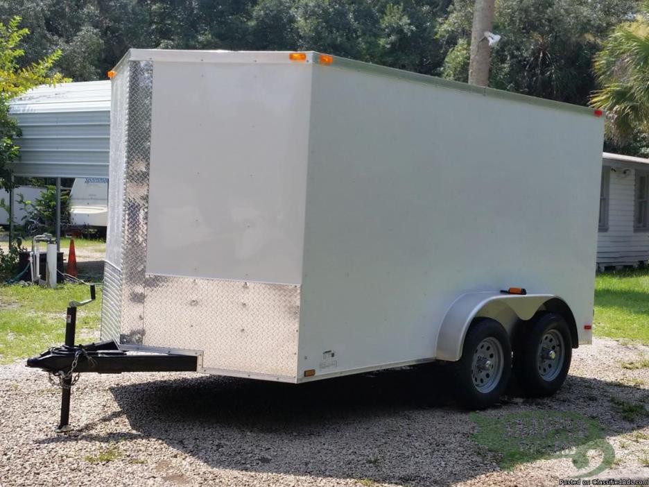 ENCLOSED Trailer  7ft. by12ft. White EXTERIOR NEW for SALE!