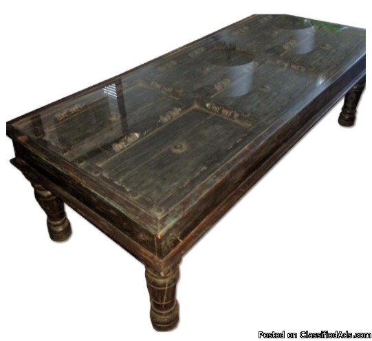 Ancient Indian Window Top Coffee Table, 0