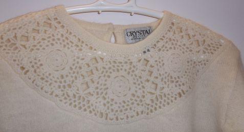 wool jumper with crochet inset. Size S petite., 1