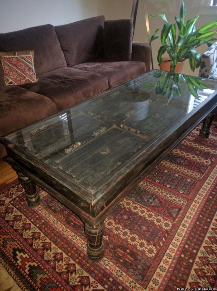 Ancient Indian Window Top Coffee Table, 1