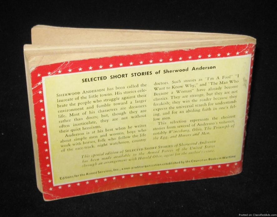 World War II Souvenir Selected Short Stories of Sherwood Anderson Armed..., 3