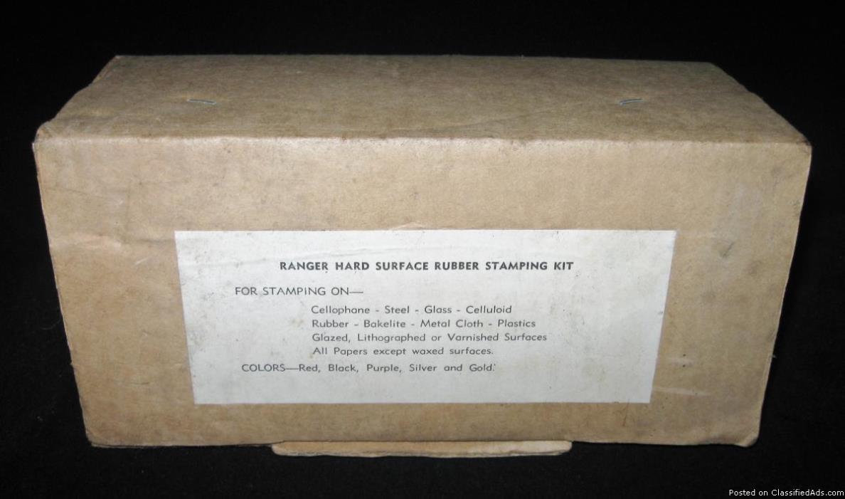 Vintage Ranger Hard Surface Rubber Stamping Kit Original Box, Stamp Pad &..., 4