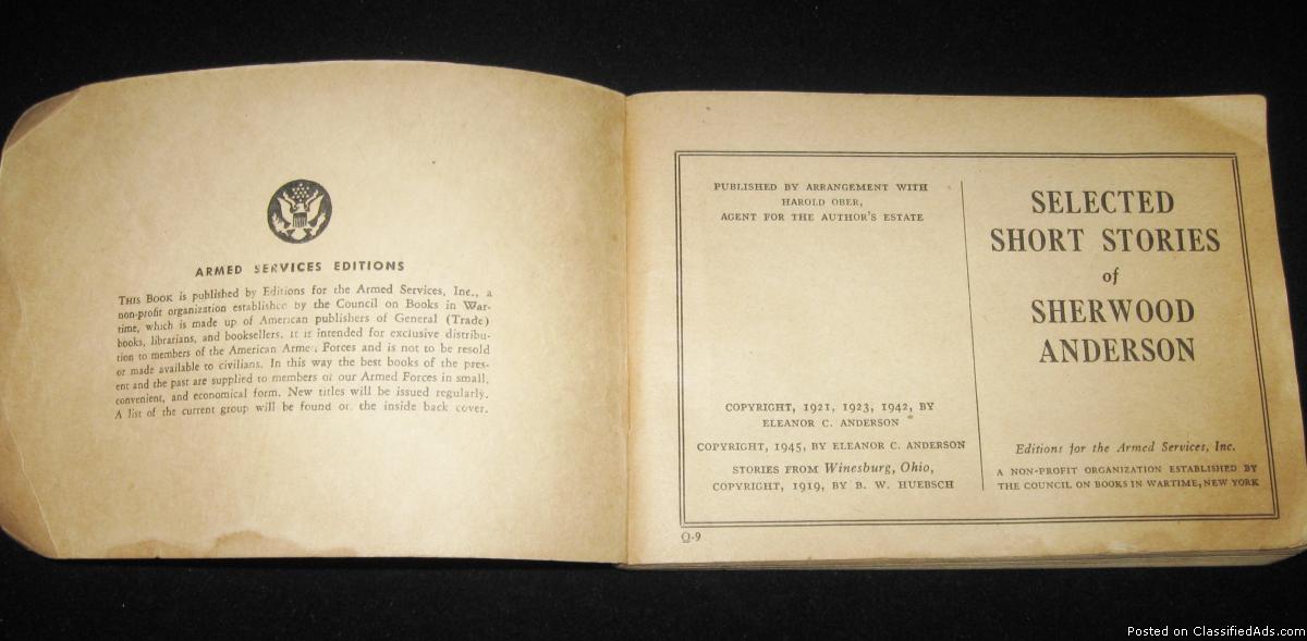 World War II Souvenir Selected Short Stories of Sherwood Anderson Armed..., 4