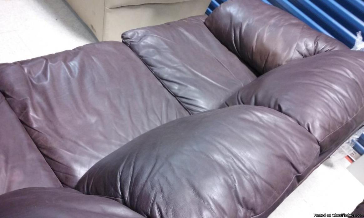 ALL LEATHER COUCH, CHAIR AND OTTOMAN, 1