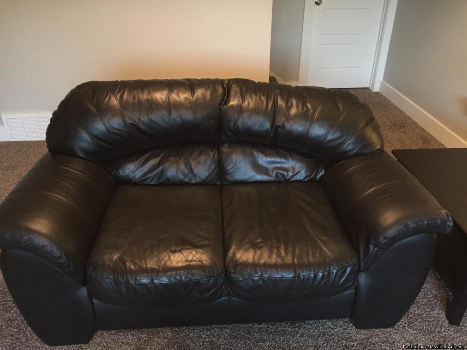 Black leather couch and loveseat, 2