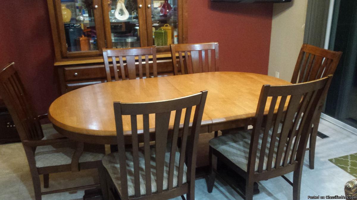 Table and 6 chairs with lighted hutch, 2