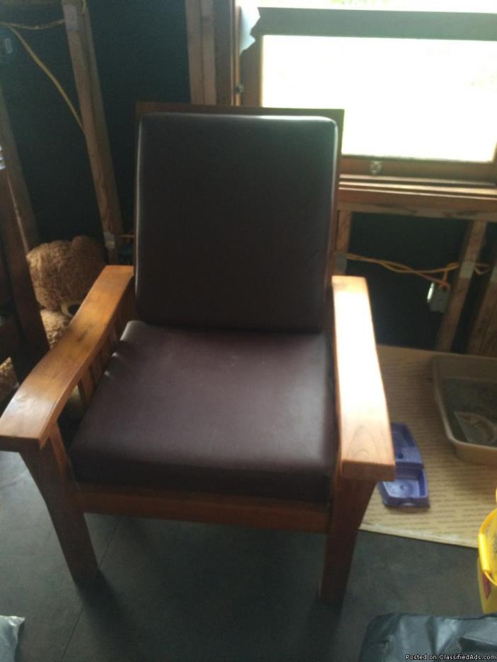 Leather Hardwood Chair, 1