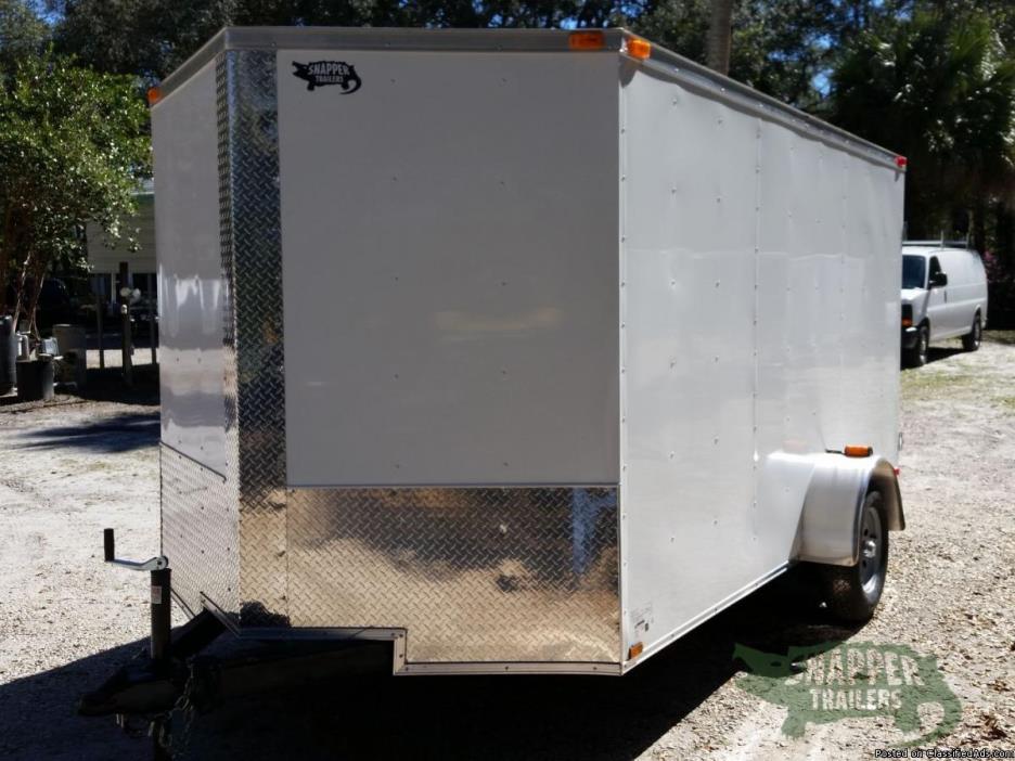 New White Ext. 7x 12 foot Enclosed Cargo with RV Side Door &Additional Height!