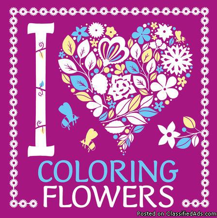 I HEART COLORING FLOWERS WITH PRANG 12 COLORED PENCILS
