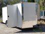 8.5x16' White Enclosed Car Hauler W/V-nose and rear ramp and side door