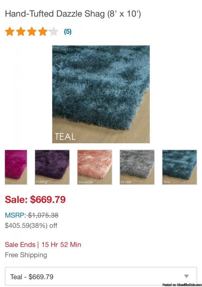 New turquoise rug cost over $600 new, 1