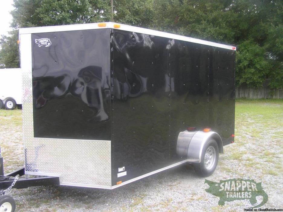 7 ft. by12 ft. BLACK Trike Trailer w/RV Style Side Door & Extra Height - NEW...