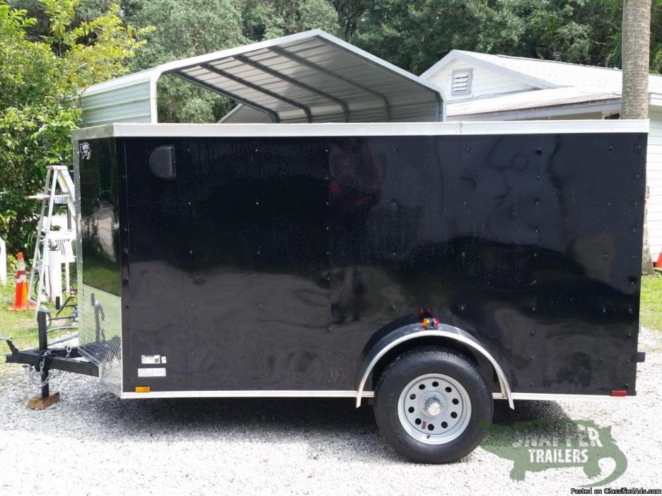 5X10' Black Enclosed Cargo Trailer W/ Rear Ramp, RV-Style Door & Side Vents