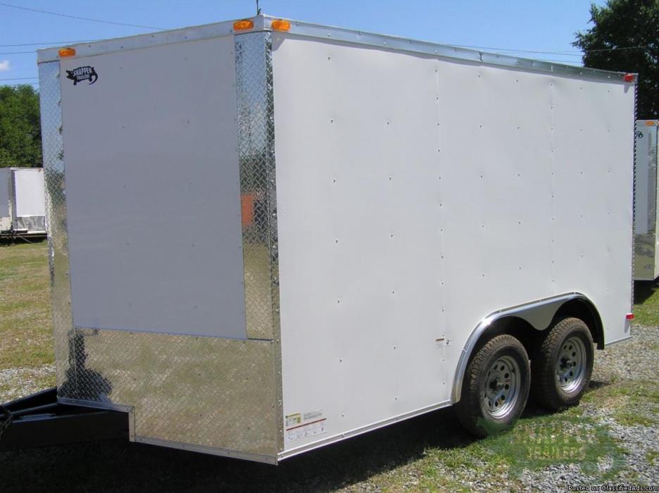 Enclosed Cargo with Ramp Door and RV Style Side Door - 8.5 ft. by12 ft. White...