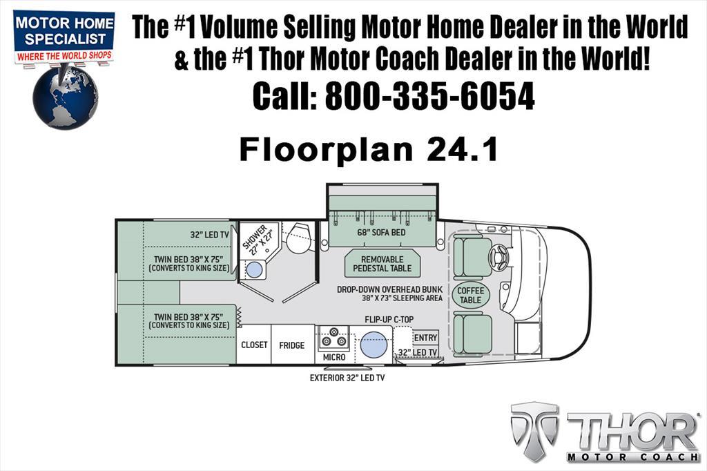 2018 Thor Motor Coach Vegas 24.1 RUV for Sale at MHSRV.com W/2 Beds & IFS
